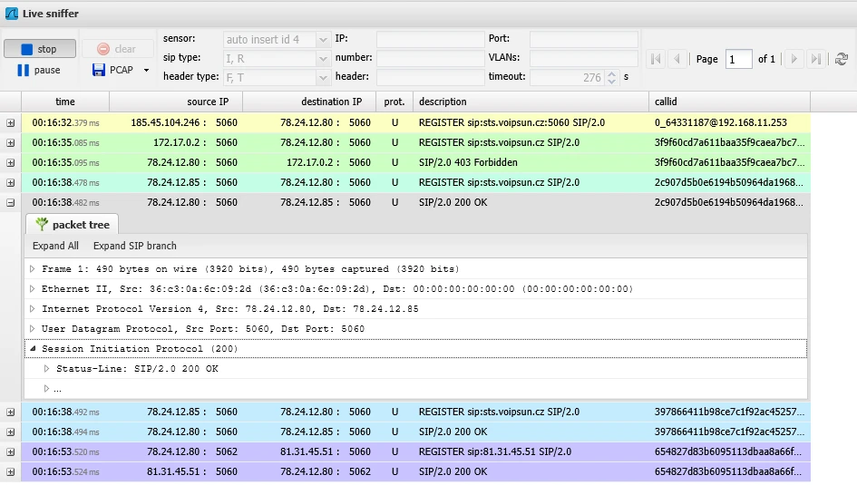 Live Packet Sniffer - Capture packets for ongoing calls